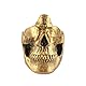 Sarini Brillenständer mit Totenkopf-Motiv, einzigartiger Brillenhalter aus Kunstharz mit Totenkopfkopf und Ablagefach für Nachttisch, Homeoffice, Schreibtisch, Dekoration, Geschenk (goldfarben)