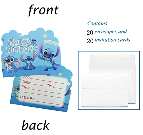 Db11 20Pcs Lilo & Stitch Birthday Party Invitations Lilo & Stitch Party Decoration Invitation Cards With 20 Envelope Boys And Girls Baby Shower thumb #1