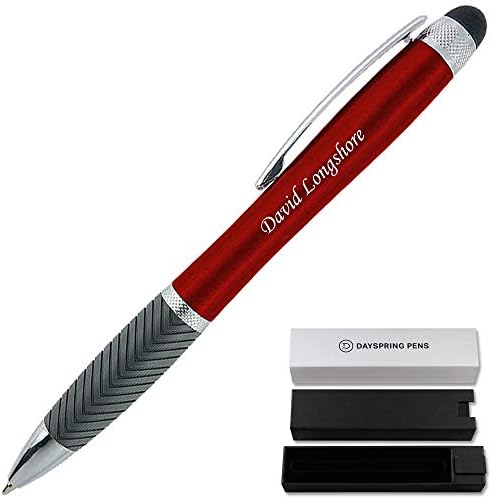 Dayspring Pens Engraved Pen | Red Lumen Light Up Pen. A Gift Pen With Engraving That Lights Up. Personalized Customized Pen with Stylus.