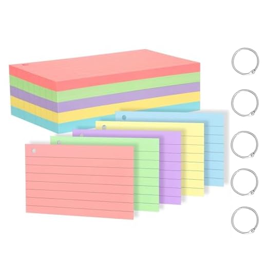 100 Pcs Pastel Color Index Cards, 3" x 5" Ruled Index Cards with Ring,Both Sides Lined Colored Index Flashcards,Heavy Note Cards,Study Cards,Memo Scratch Pad for Home Office School