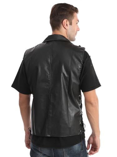 Fashion Mens Faux Leather PU Motor Biker Vest Zippers Slim Fit Sleeveless Waistcoat2