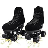 ABSOLU Pu Wildleder Rollschuhe Für Damen Herren Grün High-top Doppelreihige Rollschuhe Für Anfänger, Indoor Outdoor Rollschuhe Für Unisex