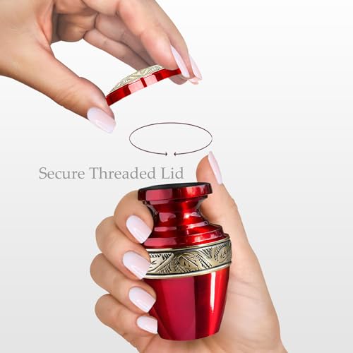 Image of Trupoint Memorials Cremation Urns for Human Ashes, Funeral Memorial Urn for Male and Female, Decorative Burial Grecian Urn Collection for Adult Men & Women - Grecian Red and Gold, 1 Keepsake