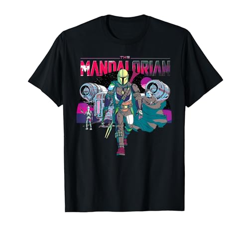 Image of Star Wars The Mandalorian IG-88 Neon Poster T-Shirt, Men, Black, 4X-Large
