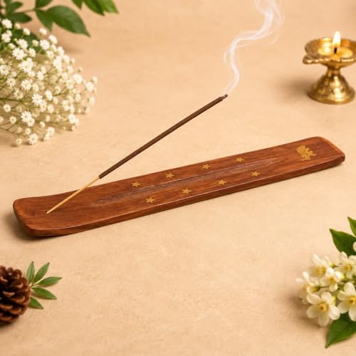 Image of Nirmalaya Premium Sandalwood, Rose, Patchouli, Jasmine Pack of 4 Incense Sticks Combo + Free Wooden Stand | 100% Natural & Charcoal-Free | Agarbatti for Pooja, Meditation, Yoga and Aromatherapy