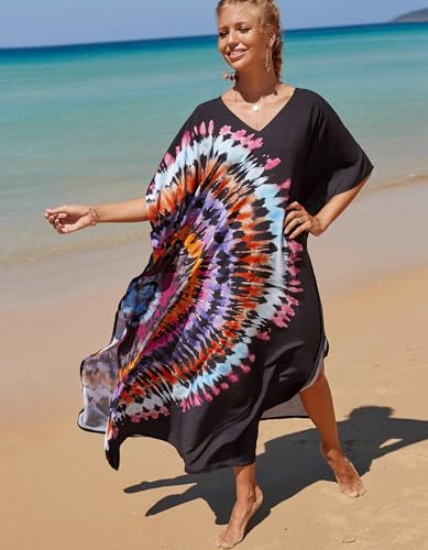 Image of NFVNKJ Women's Plus Size Beach Lounge Kaftan Maxi Dress Swimsuit Coverup for Women