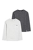 Ärmellänge: Langärmelig C&A Kinder Jungen T-Shirt Langärmelig Melange/Meliert Streifen 2er Pack Multipack hellgrau-Melange 146
