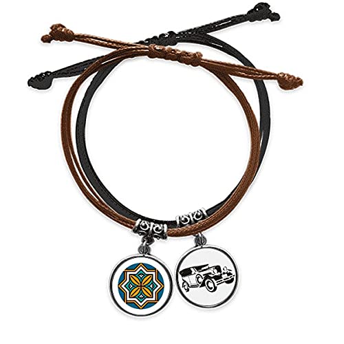 Bracelet corde géométrie abstraite en cuir sélectionné, l'élégance d'un bijou de caractère