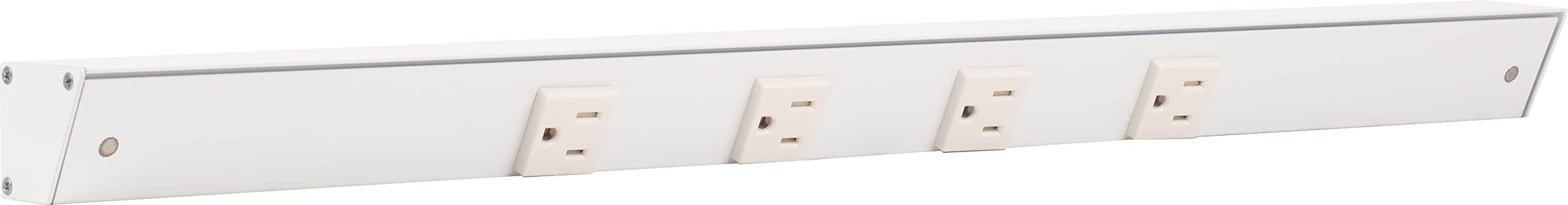Task Lighting APT Angled Power Strip 24 inch, 4 Receptacles, White