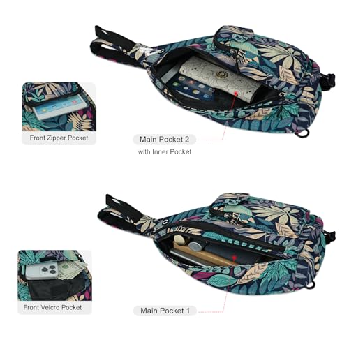 Duryarhall Sling Bag for Women Crossbody Chest Bag Convertible from Left to Right, Water Repellent Gym Backpack, Anit Theft, Maple Blue — view 5