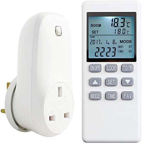 Byecold Thermostat Plug Thermostat Socket Thermostat LCD Display Remote Control Temperature Controller Programmable Timer