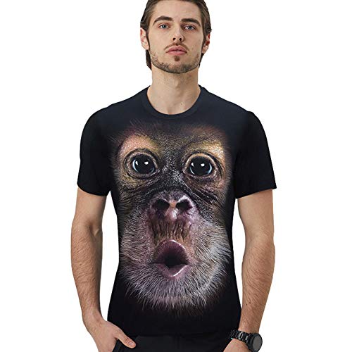 ANUFER Unisexo Adulto Niño Novedad Impresión Digital 3D Gorila Camiseta Manga Corta Tops Blusa tee Negro Nuevo SN07612 2XL