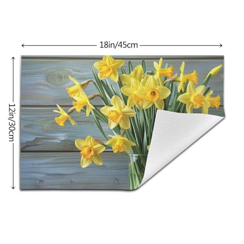 Set de table PVC jonquilles x6 antidérapant résistant chaleur 45x30cm - 4