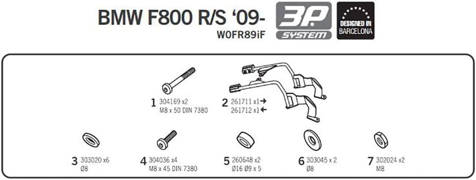 SHAD W0FR89IF Side Case Fitting Kit for 3P System BMW F800 R/S 2014, Black
