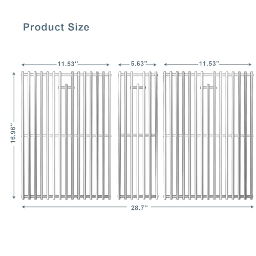 Orgneas Cooking Grates for Nexgrill 720-0882A Evolution Infrared Plus 5-Burner, Stainless Steel Solid Rod Grill Cooking Grids for Nexgrill Gas Grill Replacement Parts, Set of 3 by Orgneas - Image 2