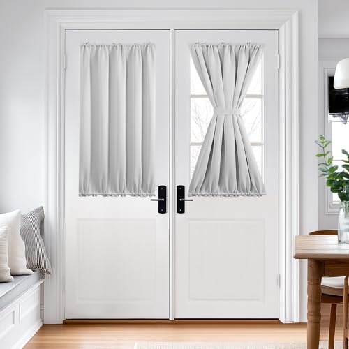 Deconovo Blackout French Door Curtains for Door Window, Dual Rod Pocket