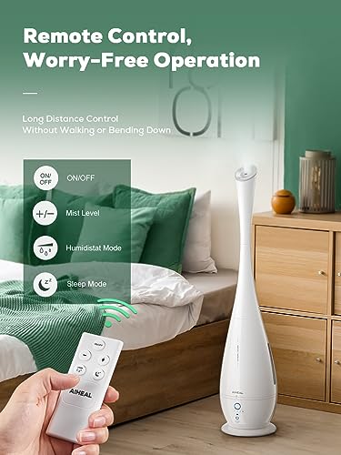 Aiheal Humidifier For Bedroom, 5L Cool Mist Floor Humidifiers For Large Room, Quiet Ultrasonic Humidifier With Smart Humidistat Mode And Essential Oil Diffuser, Baby Humidifiers With Sleep Mode, White #TOP2