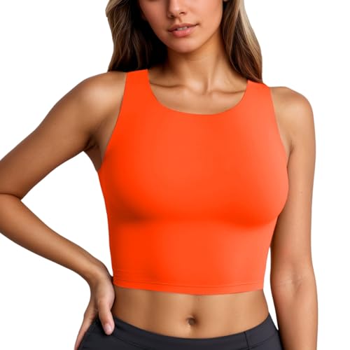 Maillot de bain uni pour femme haut tankini respirant été piscine orange S