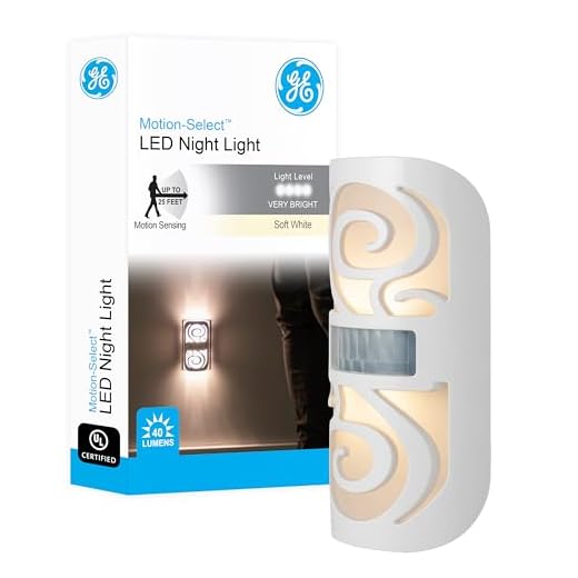 GE LED Motion Sensor Night Light, Motion-Boost, Plug-in, Dusk-to-Dawn, Energy Efficient, UL-Certified, Ideal Nightlight for Bedroom, Bathroom, Kitchen, Hallway, 58561, White Swirl, 1 Pack