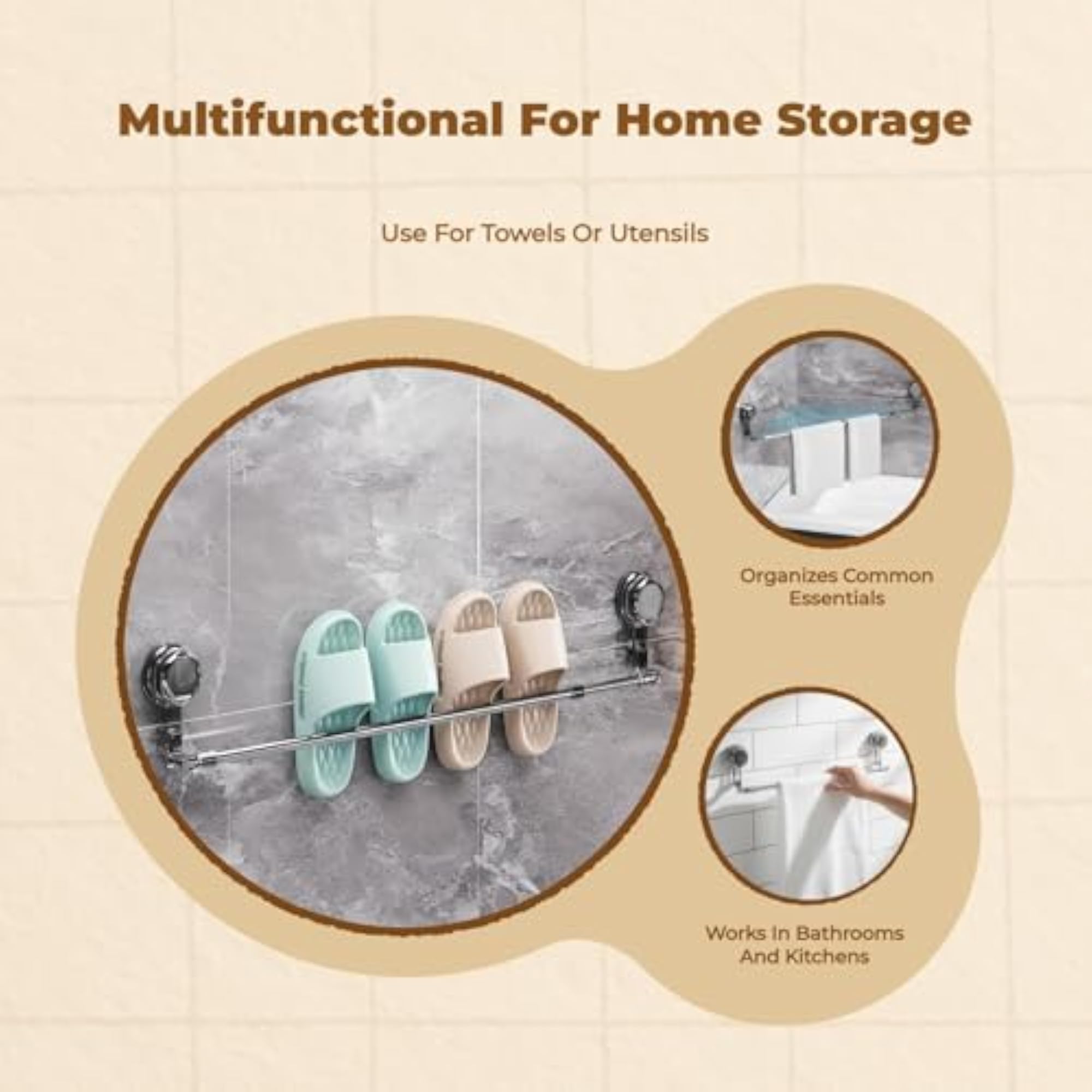 Adjustable Suction Towel Rack for Bathroom
