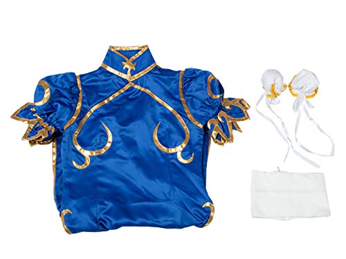 Cosfun Womens Game Cosplay Costume Blue Cheongsam Dress Anime Halloween Outfits Size XS