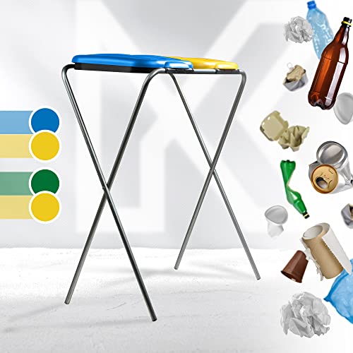 Miniatura 6 de Kadax Soporte Doble Para Bolsas De Basura, Para Bolsas De Basura En 5 Colores, Soporte Para Separación De Residuos Con Tapa De Plástico, Soporte Para Bolsas De Basura De 120 L Azul Y Amarillo