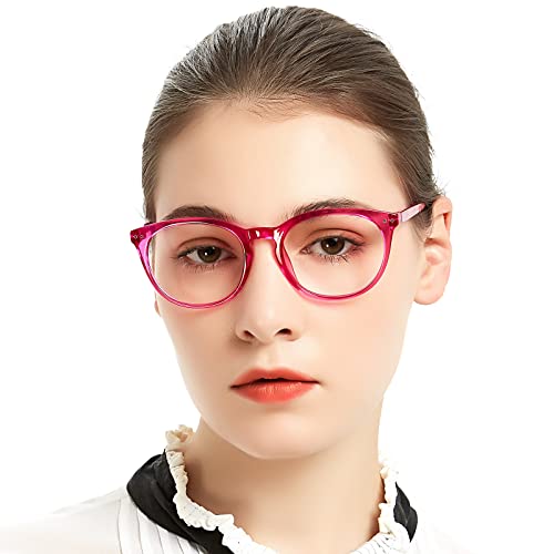 Image of MARE AZZURO Round Stylish Reading Glasses with Spring Hinge Fashion Readers for Women 5.00