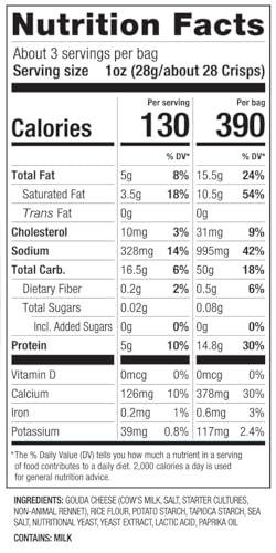 34 Degrees Mates Original Gouda Cheese Crisps - Light & Crispy Cheese Crisps | Gluten-Free, Low Calorie, Healthy Snack for Adults & Kids - 4 Pack - image 7
