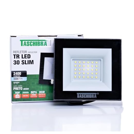 Taschibra REFLETOR TR LED 30W SLIM 6500K, Preto