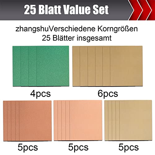 Mojucraft 25 Sheets Professional Sandpaper Set Abrasive Paper Wood Metal Furniture Hand Sander Sandpaper 80/120/150/220/320 Grit Sandpaper Sheets for Cutting - Image 3