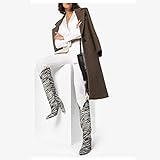 Absatzhöhe: 11 cm LIUJUN-WEI Stiefel for Frauen, Catwalk Stiefel, Plus Size Damen-Stiefel, Damenknielangen Stiefel, Gestreiftes Plissee Hoch-Spitze Lederstiefel (Size : 43)