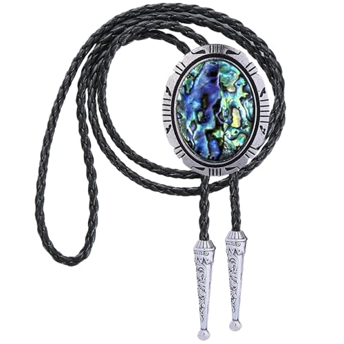 Image of HUABOLA CALYN Bolo Tie for Men Women, Native American Rodeo Cowboy Turquoise /Scorpion /Tiger Eye /Black Agate Leather Necktie