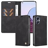 xinyunew Leder Schutz für Oppo Reno7 lite/Reno8 lite 5G Hülle PU Leder Handyhülle Lederhülle Klapphülle Kartenfach Flip Cover für Oppo A96 5G/ Reno7Z Handy hülle Leather Wallet Phone Hülle Schwarz