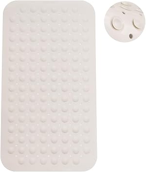 Bathtub Mat Non Slip, Shower Mats with Suction Cup and Drain Holes, Showers Floor Bath Mats for Tub, Drainage Hole Bath Tub Mat for Bathroom 27.6" 15", Beige