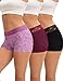 INNERSY Unterhosen Damen mit Bein Baumwolle Boxershorts Hose Unter Kleid Spitzen Shorts 3er Pack (M, Schwarz/Rote Rose/Lila Rose)