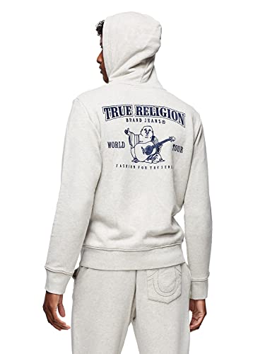 True Religion Mens Buddha Logo Zip Hoodie Hooded Sweatshirt, Oatmeal, Medium Us #TOP6