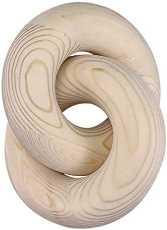 ChYoung Wood Knot Decor Wood Chain Link Decorations for Home, Wood Art Craft 2-Link Chain Ornament, Hand Carved Decorative Knot for Coffee Table Tray Shelf