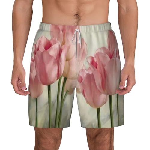 Short de bain pour homme séchage rapide léger Red Tulips