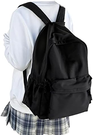 WEPOET Classic Basic Black Backpack For Women,Waterproof High School Bookbag,Lightweight Casual Travel Daypack,College Backpack Men,Middle School Bag For Girls Boys