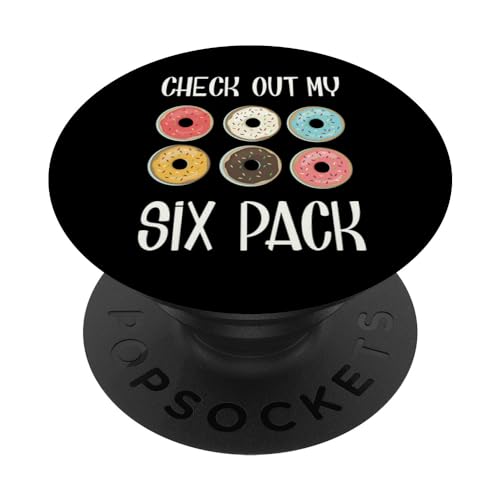 Echa un vistazo a My Six Pack Donut Lover Funny Fitness Gym Workout PopSockets PopGrip Intercambiable