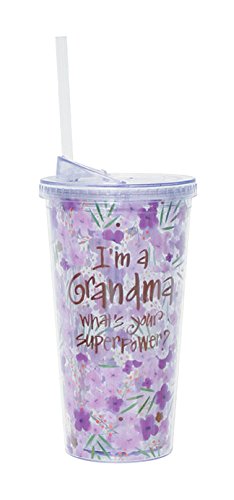 Burton & Burton 9730784" I'm a Grandma Superpower" Acrylic Travel Cup, White