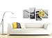 Wallfillers Yellow Grey Rose Flower Black White Floral Canvas - Split 4 Part - 51 Inches Wide - 4255