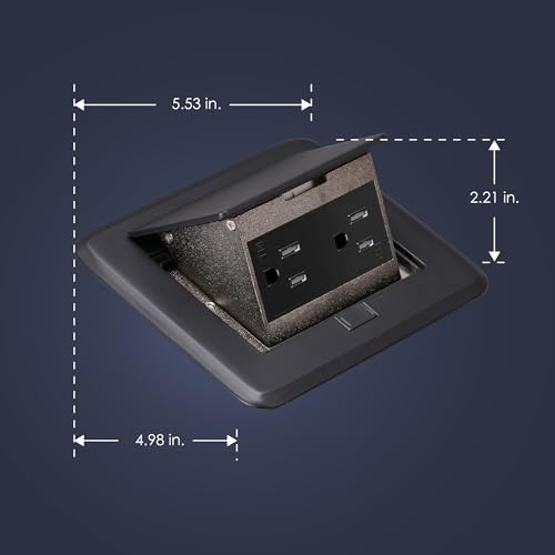 Pop-Up Floor Outlet, Electrical Box for Wood Sub-Flooring with 15 Amp TR Duplex Receptacle, Black by Newhouse Electric - Image 3