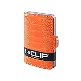 I-CLIP - Ostrich Leather Leg- Slim Wallet - Minimalist, Thin Design & Money Clip (orange)