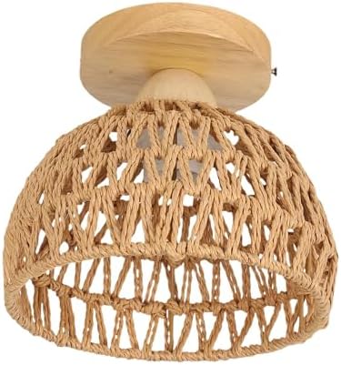 Generic Luminária de teto em rattan, luminária com sombra e27, ba...