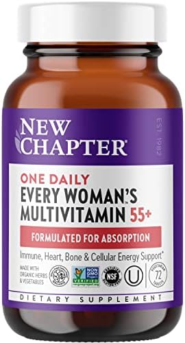New Chapter Women's Multivitamin 50 Plus for Cellular Energy, Heart & Immune Support with 20+ Nutrients + Astaxanthin -- Every Woman's One Daily 55+, Gentle on The Stomach, 72 Count