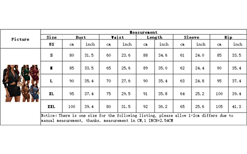 Annystore Women's Velvet Long Sleeve Cut Out Twist Bodycon Dress Ruched V Neck Wrap Slim Fit Mini Short Dresses Party Cocktail Clubwear Green S #TOP4