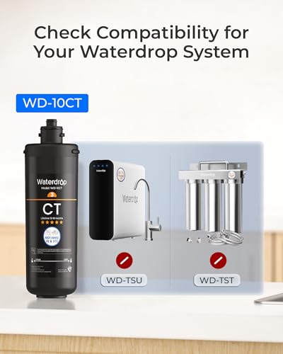 Image of Waterdrop WD-10CT Water Filter Replacement for Waterdrop TSA & TSB 3-stage Under Sink Water Filter System, 12-18 months Under Sink Water Filtration System, 1 Pack