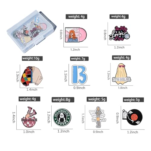 9-piece creative singer enamel pin set with storage box. Suitable for concerts. Era pins and friendship brooches are for collection and decoration. They are peripheral gifts for music lovers and fans of their lovers3