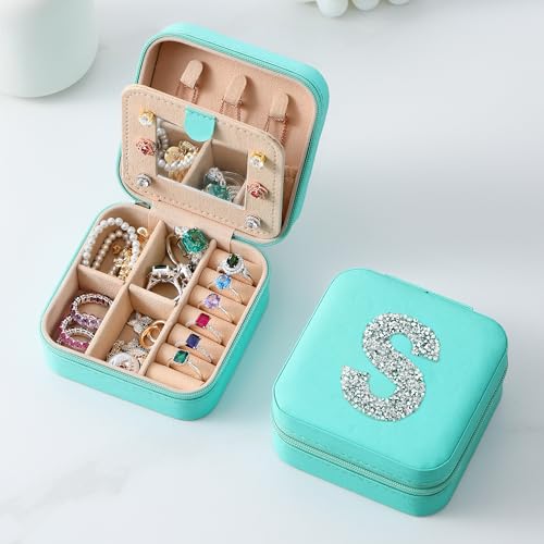 Estojo de joias de viagem para mulheres, caixa de joias inicial, suporte de colar, brincos, organizador de presentes de aniversário personalizados para sua professora, presentes de agradecimento